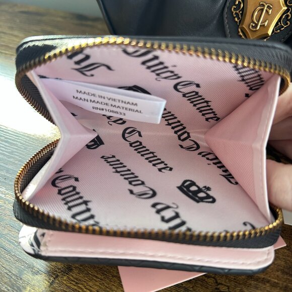 New Juicy Couture Romance Hobo Shoulder Bag Wallet Set Chocolate Brown Pink Gold - Picture 4 of 8